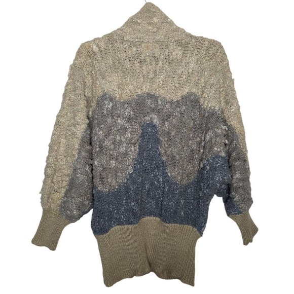 Lady Lilly Vintage cowl neck‎ gray, blue, beige unique women's sweater 38 sz M - Picture 2 of 12